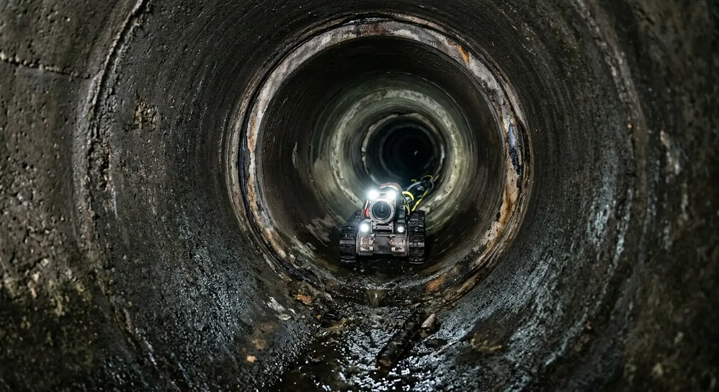 Robotic sewer camera inspecting pipe interior for Sewer Line Repair in Marshall